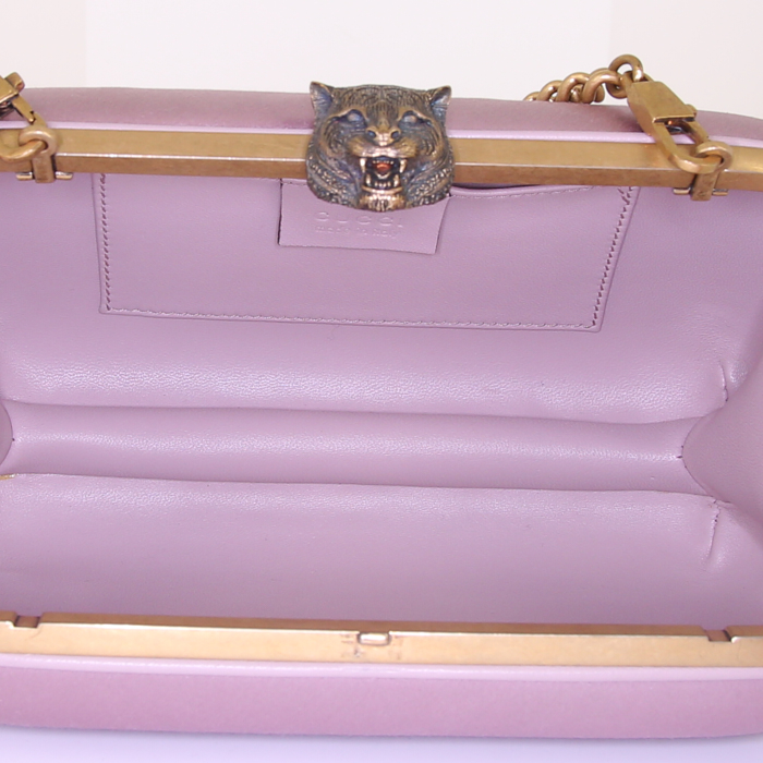 Borsettina da sera Gucci Animalier in raso rosa - Detail D2