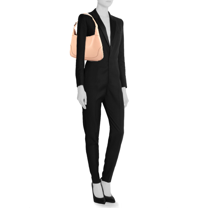 Borsa Gucci Bardot in pelle beige rosato - Detail D1