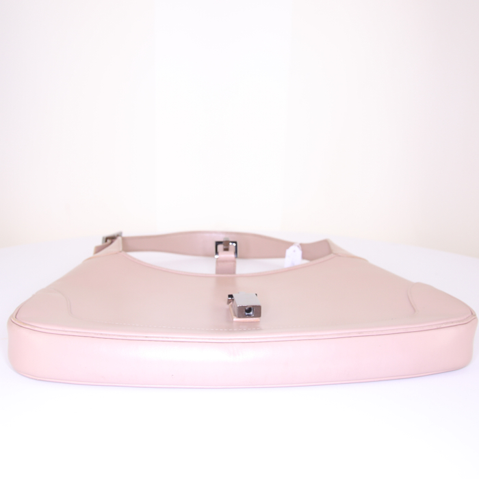 Sac à main Gucci Bardot en cuir beige-rosé - Detail D4