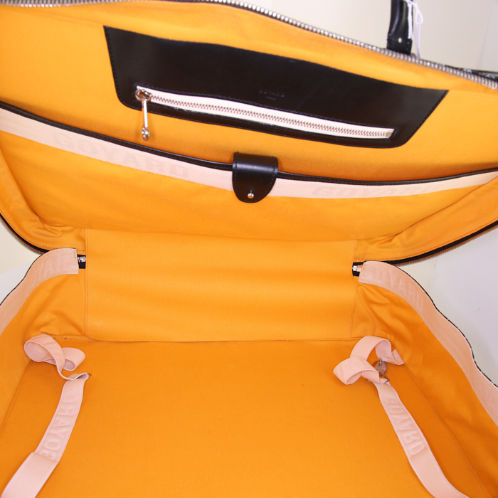 Borsa da viaggio Goyard Majordome in tela Goyardine nera e marrone e pelle nera - Detail D2