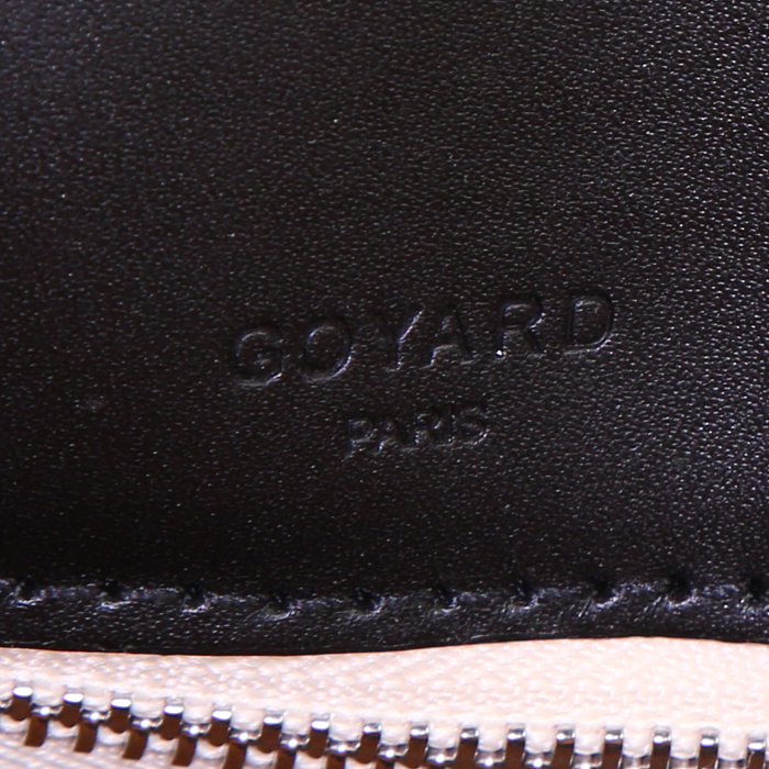 Sac de voyage Goyard Majordome en toile Goyardine noire et marron et cuir noir - Detail D3