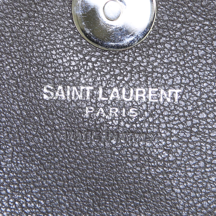 Saint Laurent College shoulder bag in grey chevron quilted leather - Detail D4