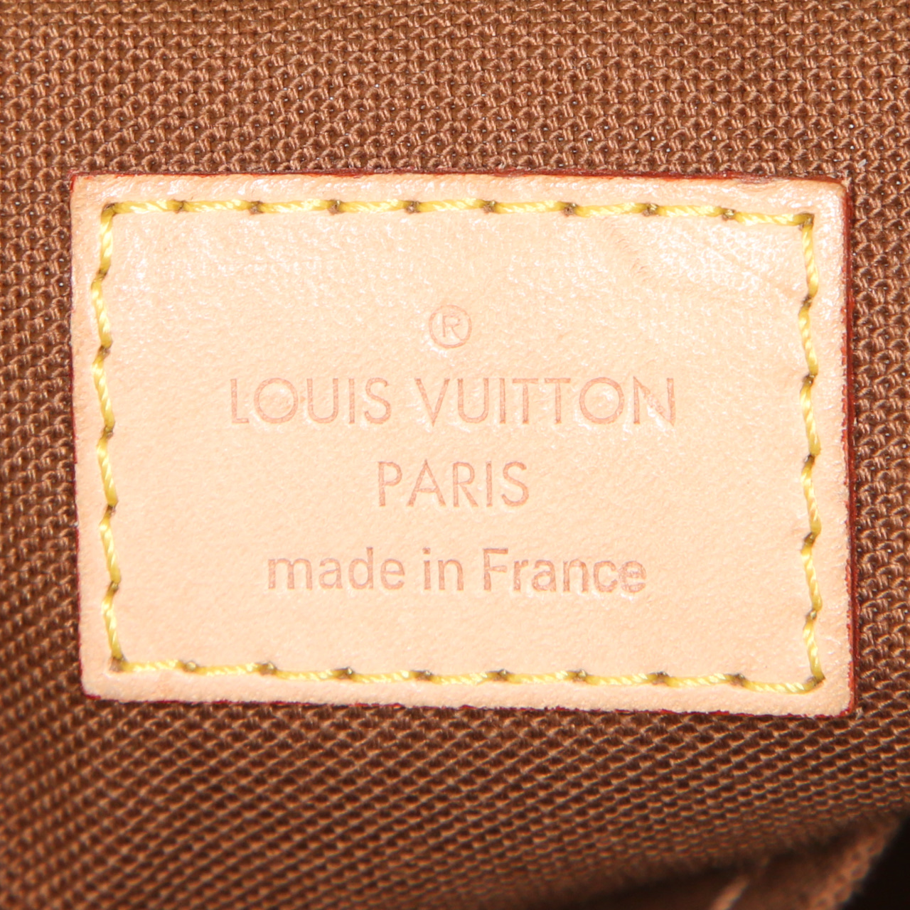 Bolso de mano Louis Vuitton Palermo en lona Monogram marrón y cuero natural - Detail D4