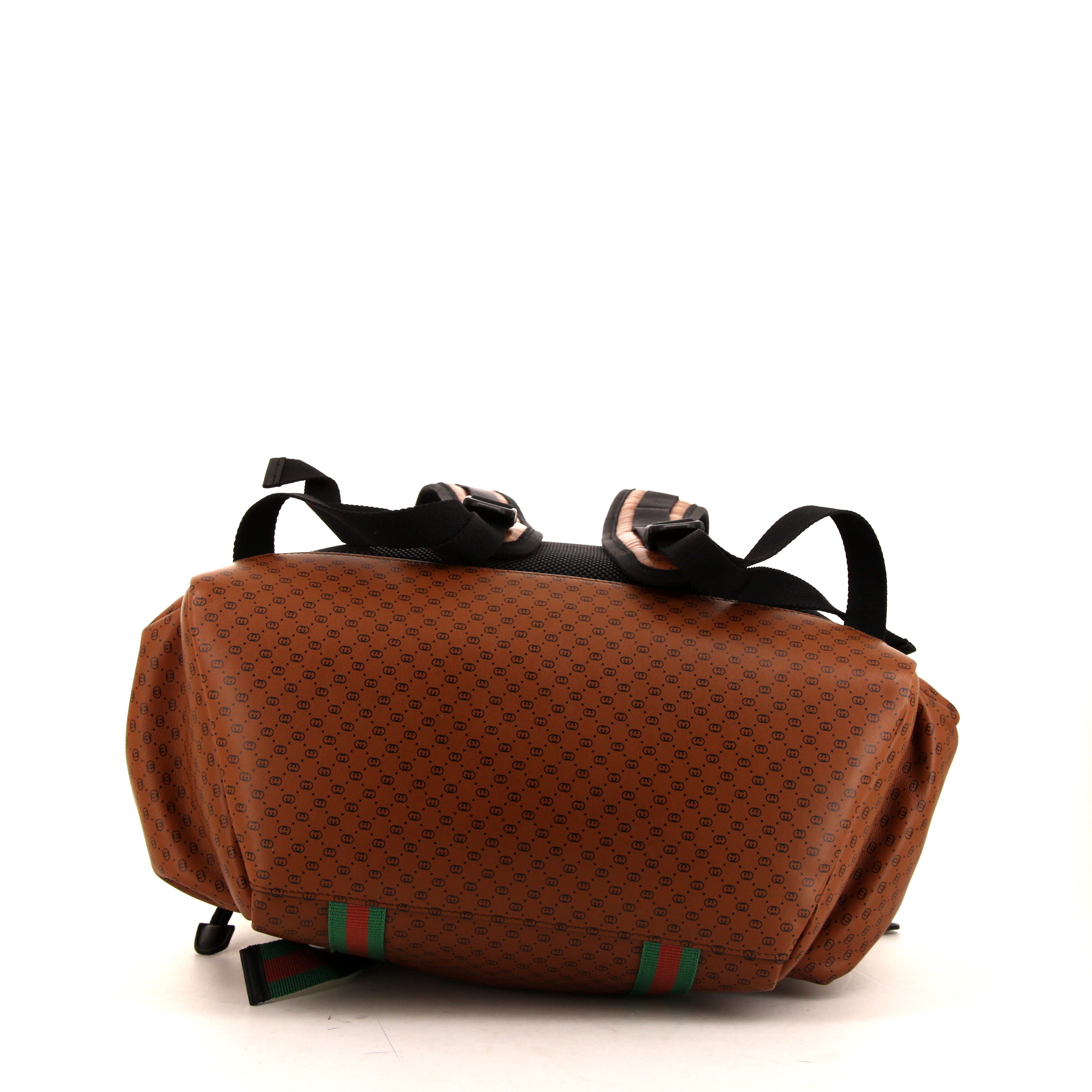 Sac à dos Gucci en cuir monogram marron - Detail D5