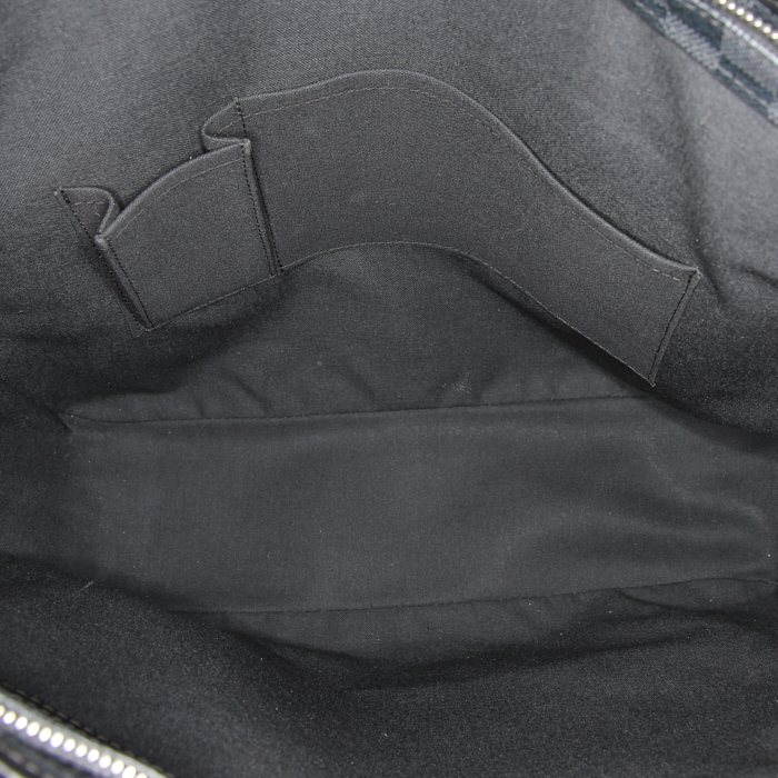 Louis Vuitton Tadao messenger bag in grey damier canvas and black leather - Detail D3