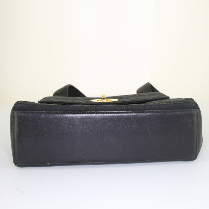 Bolso para llevar al hombro Dior Vintage en lona cannage negra y cuero negro - Detail D4