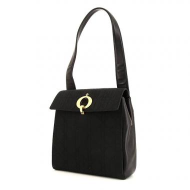 Dior Vintage shoulder bag in black canvas cannage and black leather