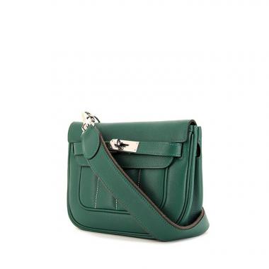 Bolso bandolera Hermès Berline modelo pequeño en cuero verde