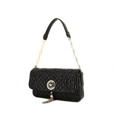 Sac porté épaule ou main Versace Icone en cuir matelassé noir