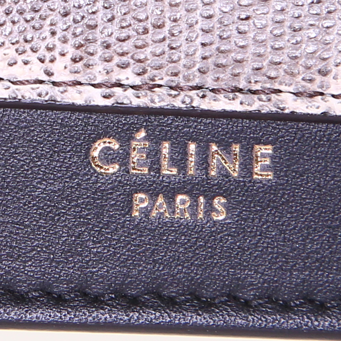Pochette Celine en cuir noir et beige et python gris - Detail D4