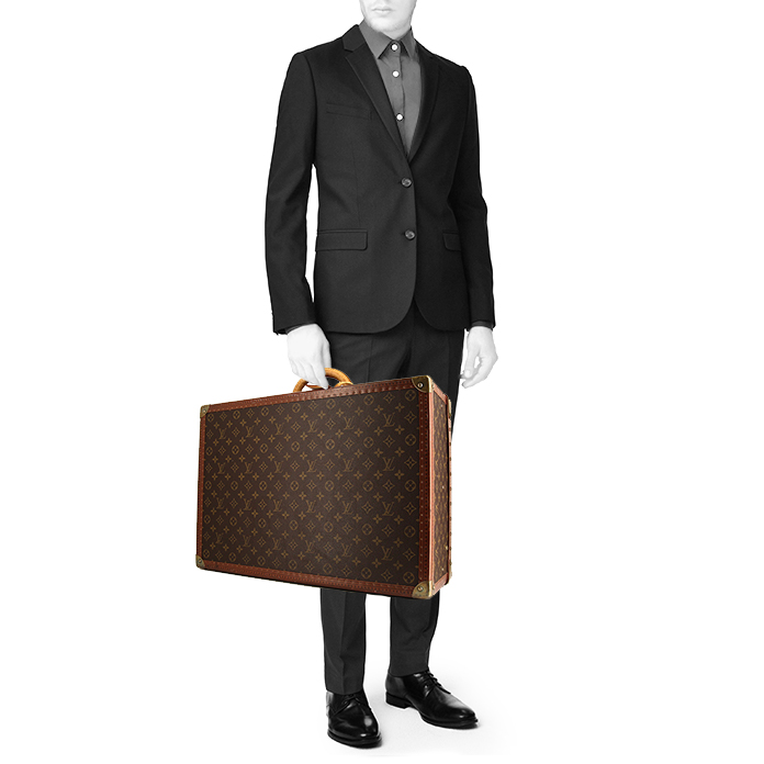 Valise Louis Vuitton Alzer en toile monogram marron et cuir naturel - Detail D1