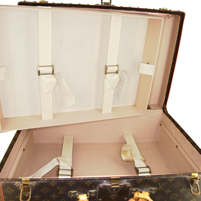 Valise Louis Vuitton Alzer en toile monogram marron et cuir naturel - Detail D2