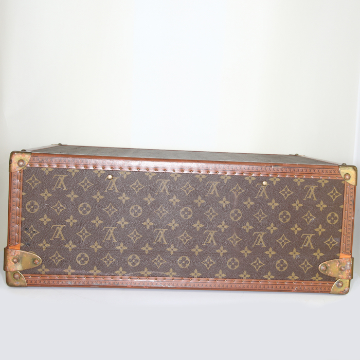 Louis Vuitton Alzer suitcase in brown monogram canvas and natural leather - Detail D4