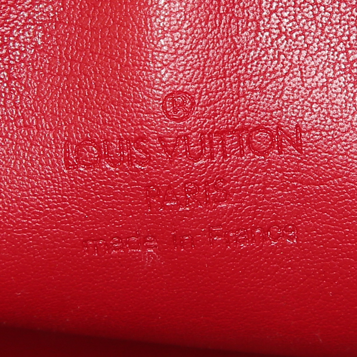 Bolso de mano Louis Vuitton Papillon en charol Monogram rojo y cuero natural - Detail D3