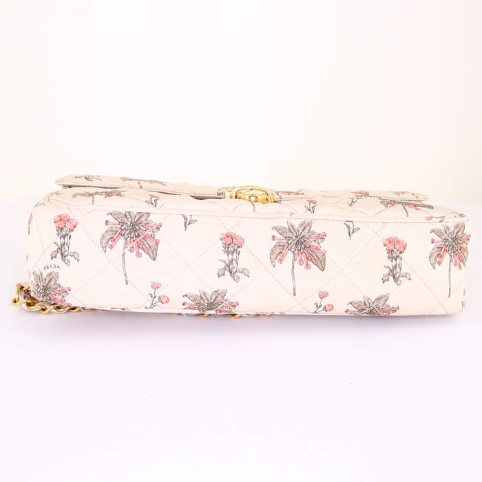 Bolso de mano Prada en lona beige - Detail D4