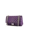 Chanel 2.55 large model shoulder bag in purple quilted leather - 00pp thumbnail
