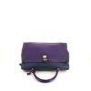 Borsa Hermès Kelly 35 Ghillies in pelle Swift viola e blu marino - 360 Front thumbnail
