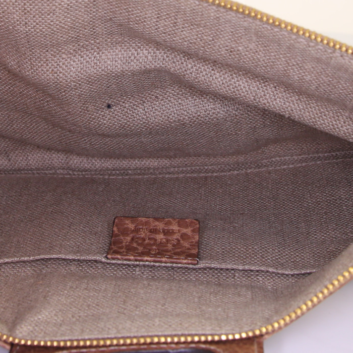 Pochette Gucci Bamboo Indy Hobo en cuir marron - Detail D2