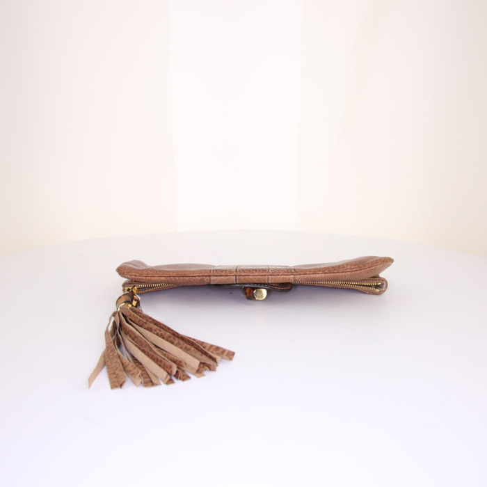 Gucci Bamboo Indy Hobo pouch in brown leather - Detail D4