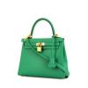 Hermes Kelly 25 cm handbag in green Swift leather - 00pp thumbnail