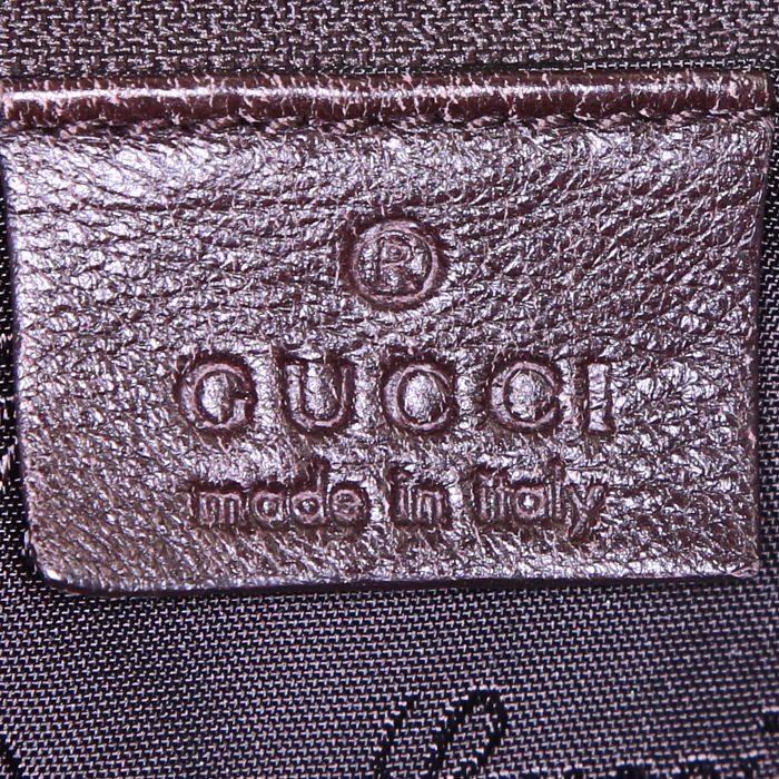 Gucci Tribeca handbag in brown monogram canvas and brown leather - Detail D3