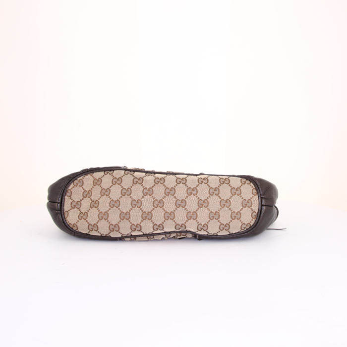 Borsa Gucci Tribeca in tela monogram marrone e pelle marrone - Detail D4