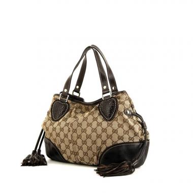 Bolso de mano Gucci Tribeca en lona Monogram marrón y cuero marrón
