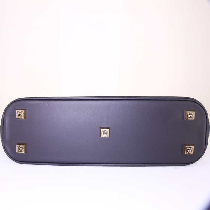 Bolso de mano Louis Vuitton Alma en lona Monogram Idylle azul y blanca y cuero azul - Detail D4