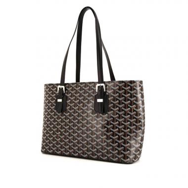 Borsa da spalla o a mano Goyard Marie Galante in tela Goyardine nera e pelle nera