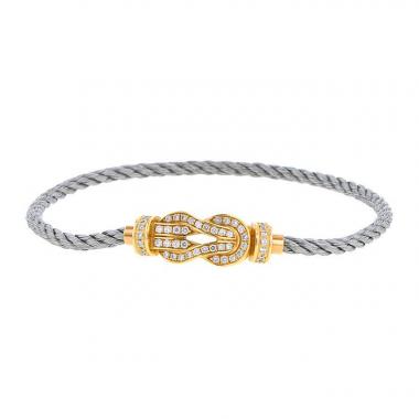 Fred 8°0 bracelet in yellow gold,  stainless steel and diamonds Fred 8°0 bracelet in yellow gold,  stainless steel and diamonds