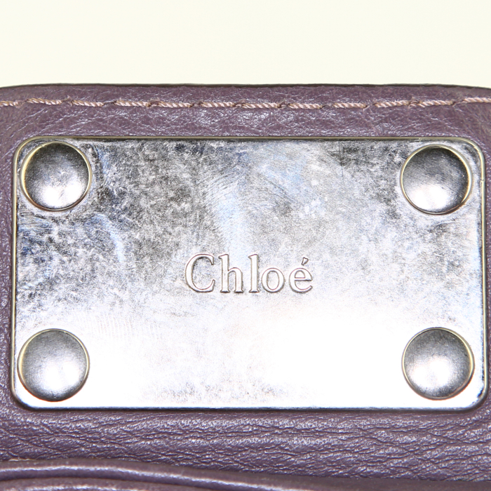 Bolso de mano Chloé Paddington en cuero granulado violeta - Detail D3