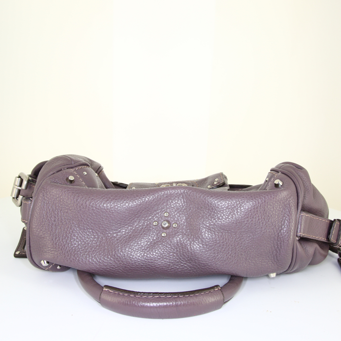 Borsa Chloé Paddington in pelle martellata viola - Detail D4
