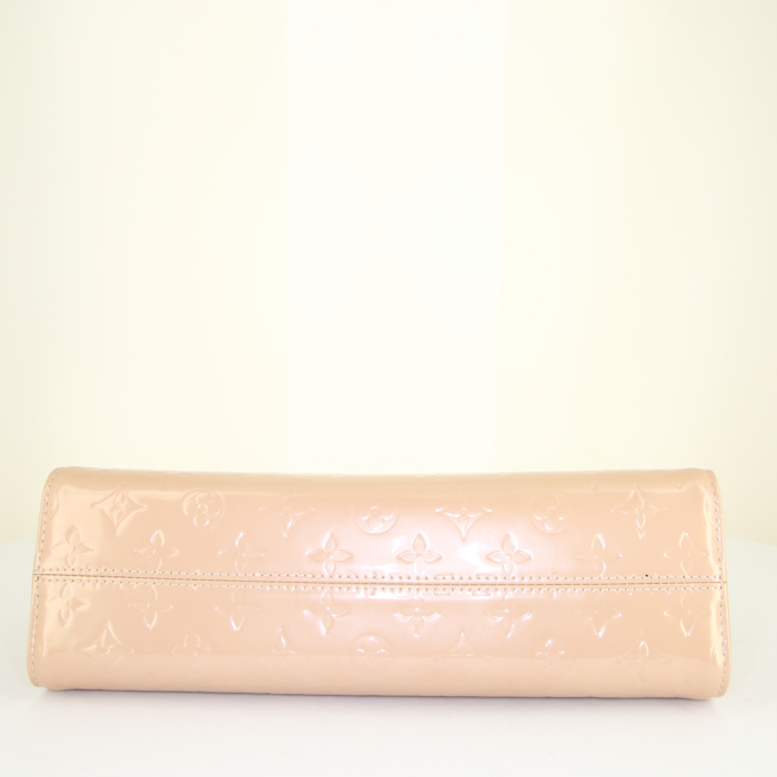 Sac à main Louis Vuitton Roxbury en cuir verni monogram rose et cuir naturel - Detail D5
