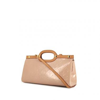 Sac à main Louis Vuitton Roxbury en cuir verni monogram rose et cuir naturel