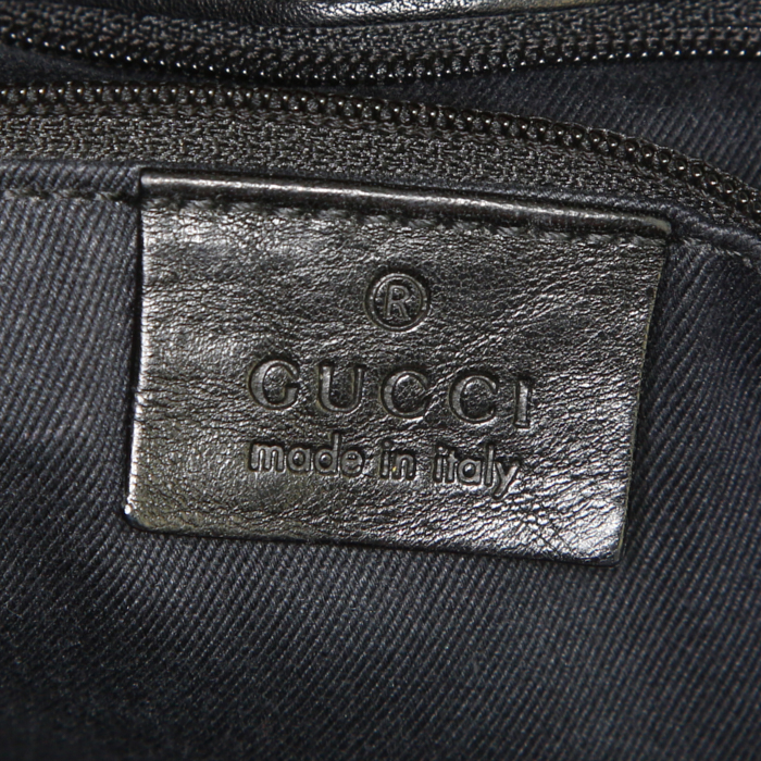 Gucci Mors shopping bag in black monogram canvas and black leather - Detail D3
