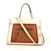 Fendi Runaway handbag in cream color, brown and red leather - 360 thumbnail