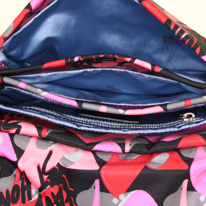 Borsa a tracolla Lanvin Sugar in tela rosa con motivo - Detail D2