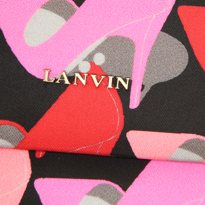 Borsa a tracolla Lanvin Sugar in tela rosa con motivo - Detail D3