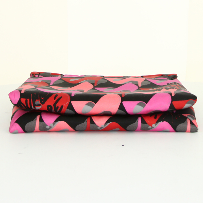 Borsa a tracolla Lanvin Sugar in tela rosa con motivo - Detail D4