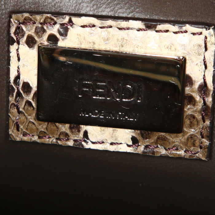Fendi Mini Peekaboo mini shoulder bag in grey, blue and cream color tricolor python - Detail D4
