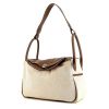 Hermès Lindy 34 cm shoulder bag in beige canvas and etoupe Swift leather - 00pp thumbnail