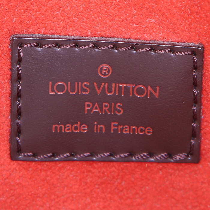 Sac cabas Louis Vuitton Louis Vuitton Sac Plat en toile damier et cuir marron - Detail D3