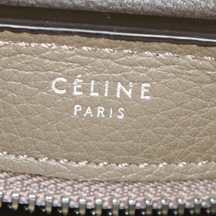 Sac à main Celine Trapeze petit modèle en cuir grainé beige et daim beige - Detail D4
