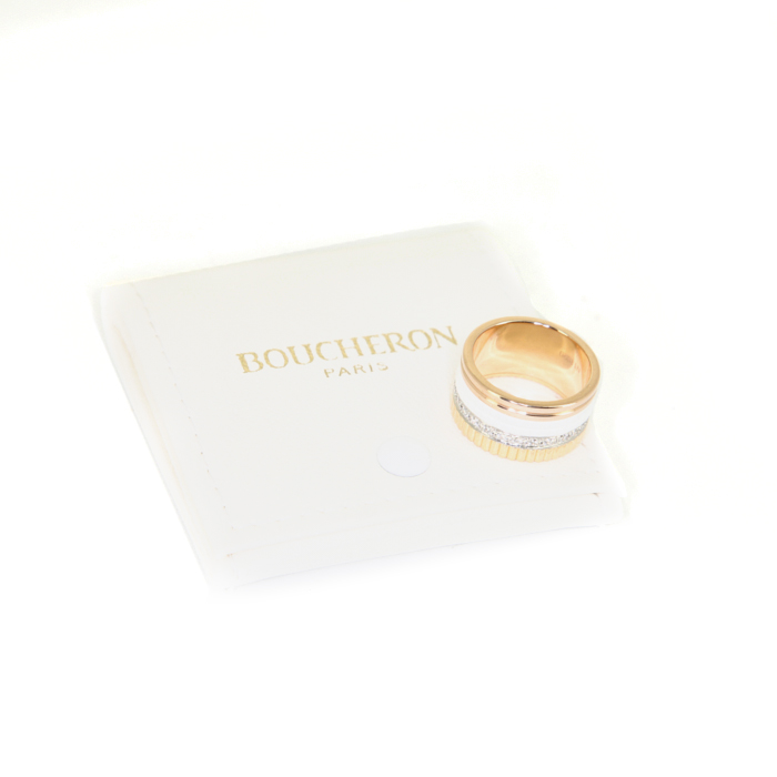 Sortija Boucheron  Quatre White Edition en 3 oros,  cerámica blanca y diamantes - Detail D2