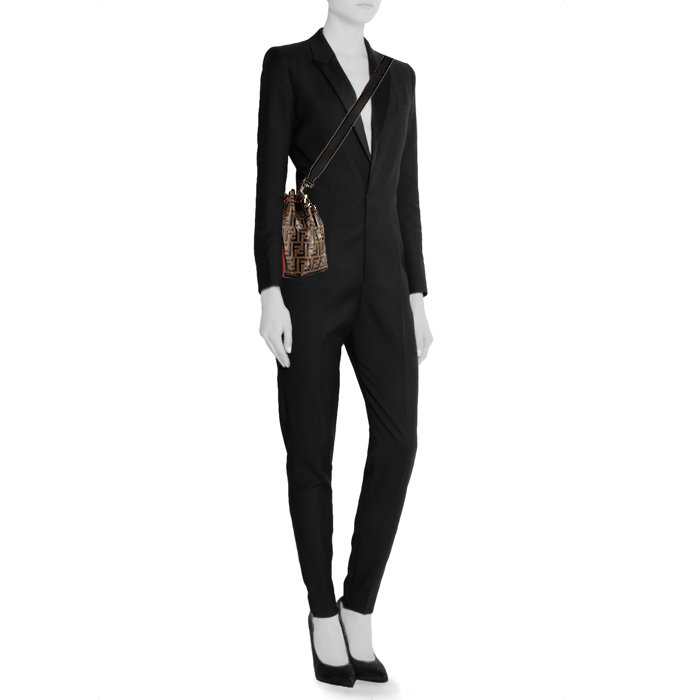 Fendi Mon Trésor shoulder bag in brown monogram leather - Detail D1