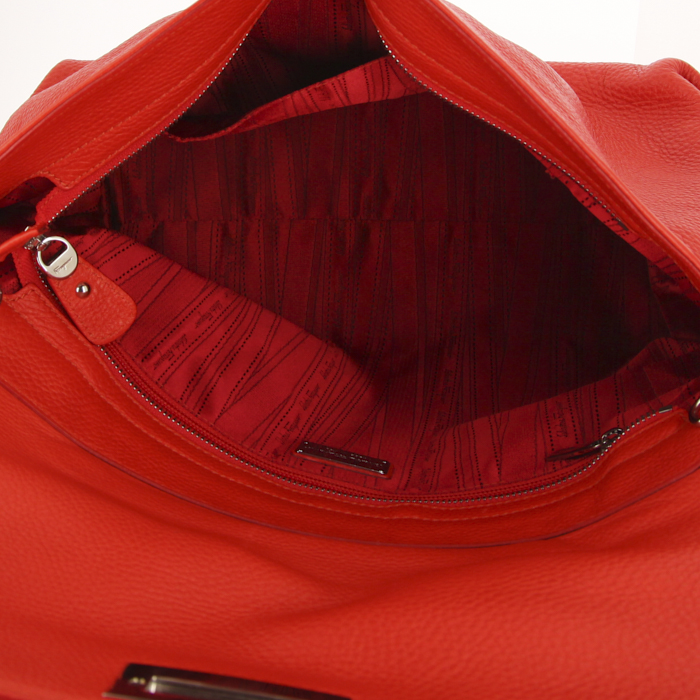 Sac à main Salvatore Ferragamo Sofia grand modèle en cuir grainé rouge - Detail D2