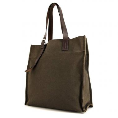 Hermès Etriviere - Belt shopping bag in khaki canvas and brown leather