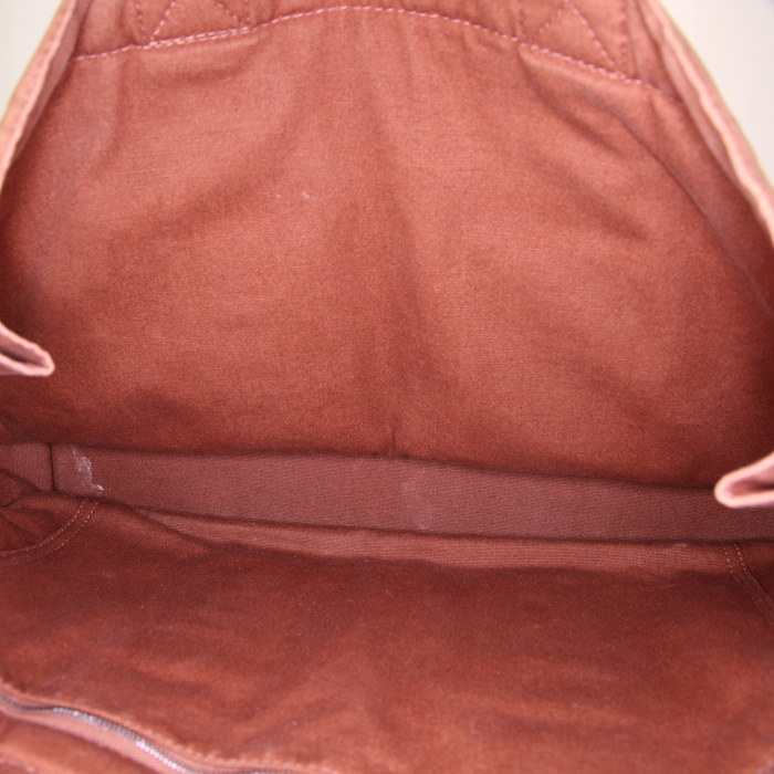 Shopping bag Hermes Toto Bag - Shop Bag in pelle marrone e tela marrone - Detail D2