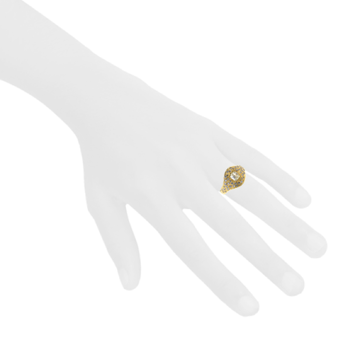Bague De Beers Talisman en or jaune,  diamants et diamant brut - Detail D1