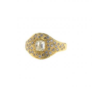 Anello De Beers Talisman in oro giallo,  diamanti e diamante grezzo